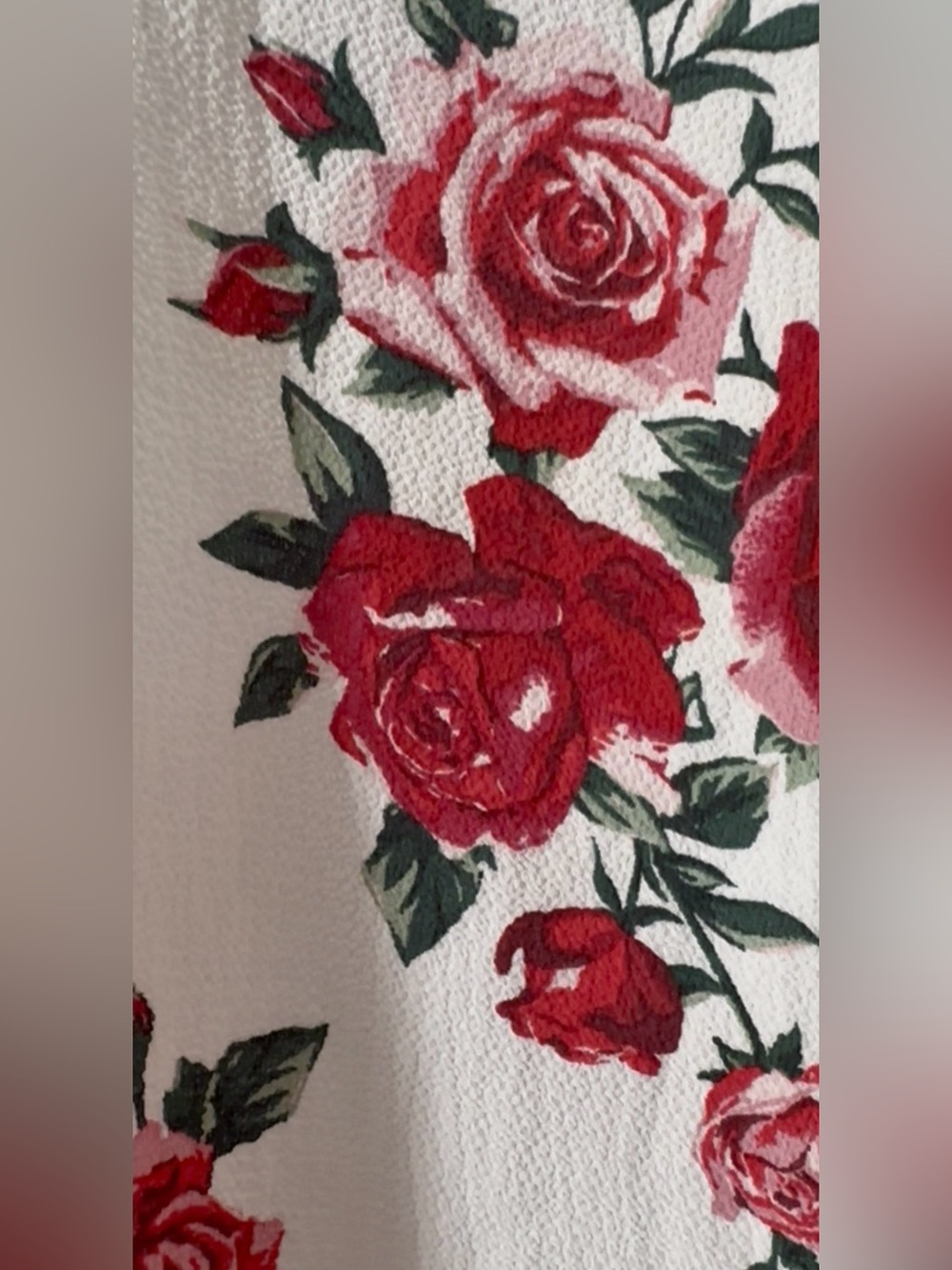 H&M Floral Open Front Kimono Cover Up Red Rose Print on Cream Size S - Picture 2 of 6